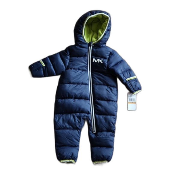 NWT Michael Kors Baby Boy Fleece Lined Puffer Romper, Navy, Size 0-6 Months - Picture 1 of 8